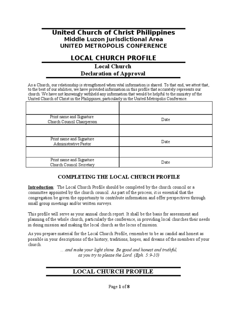 Introducing The New Local Church Profile – ZODLGP