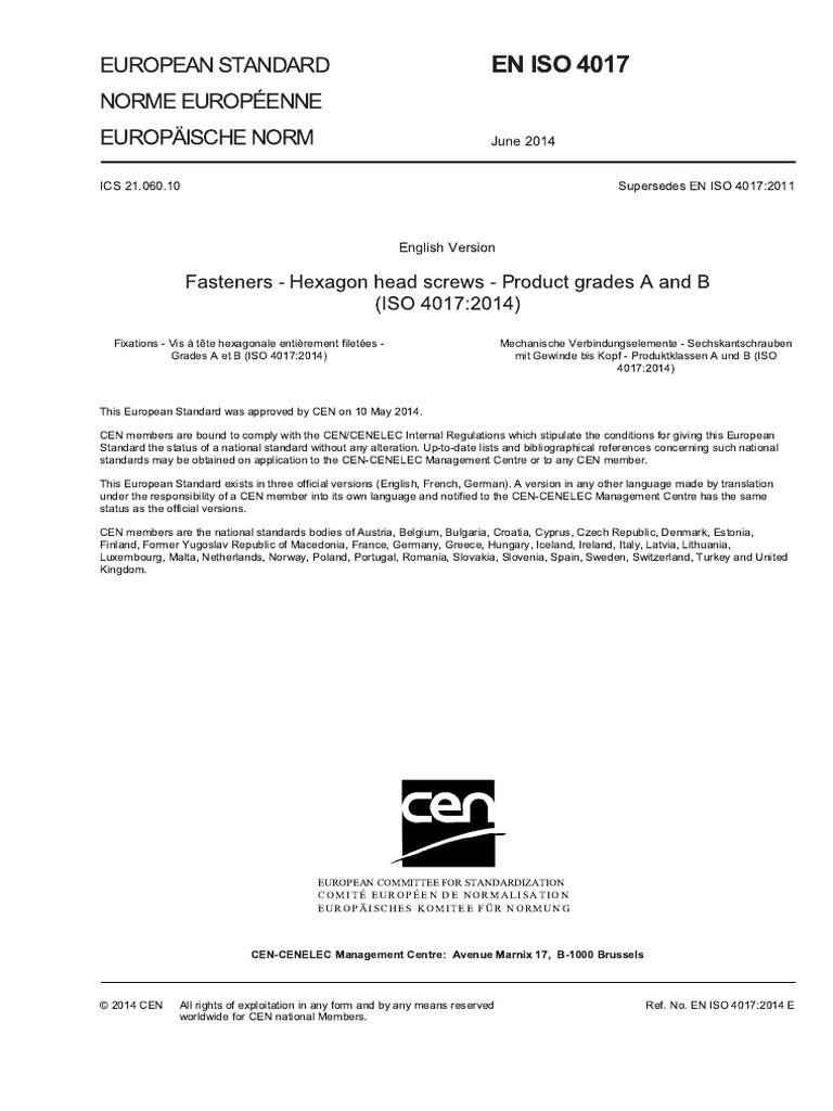 Bs en Iso 4017 2014 | PDF