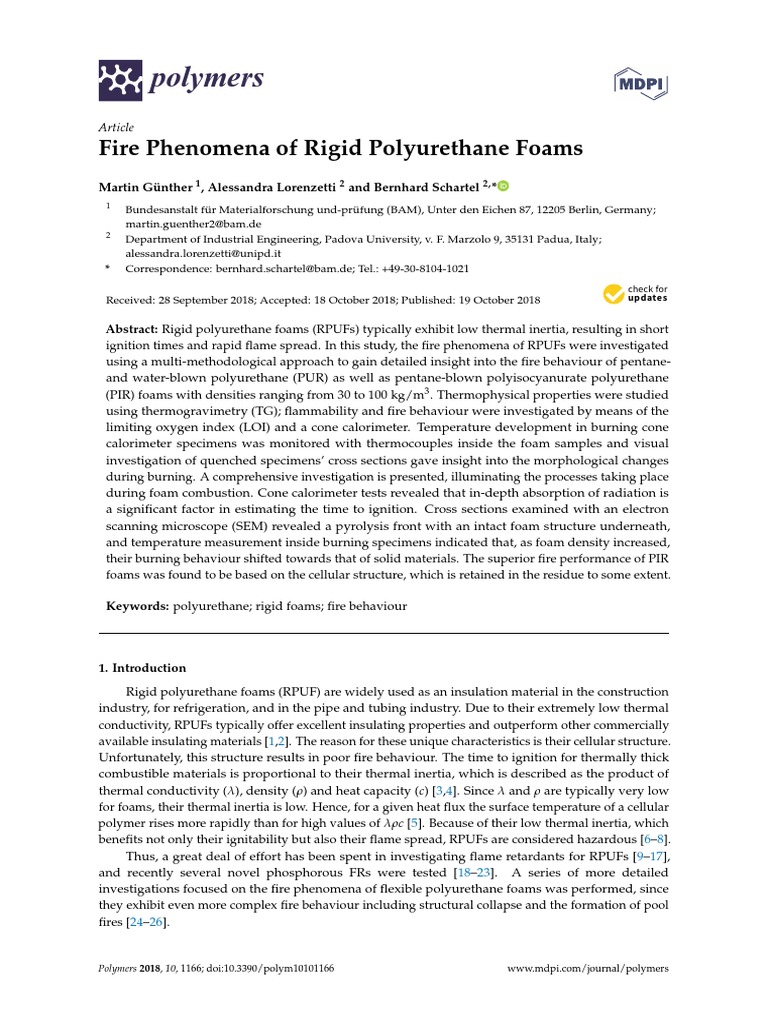 Fire Phenomena of Rigid Polyurethane Foams | PDF | Polyurethane ...