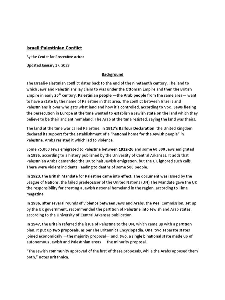 Israeli Palestine Conflict | PDF