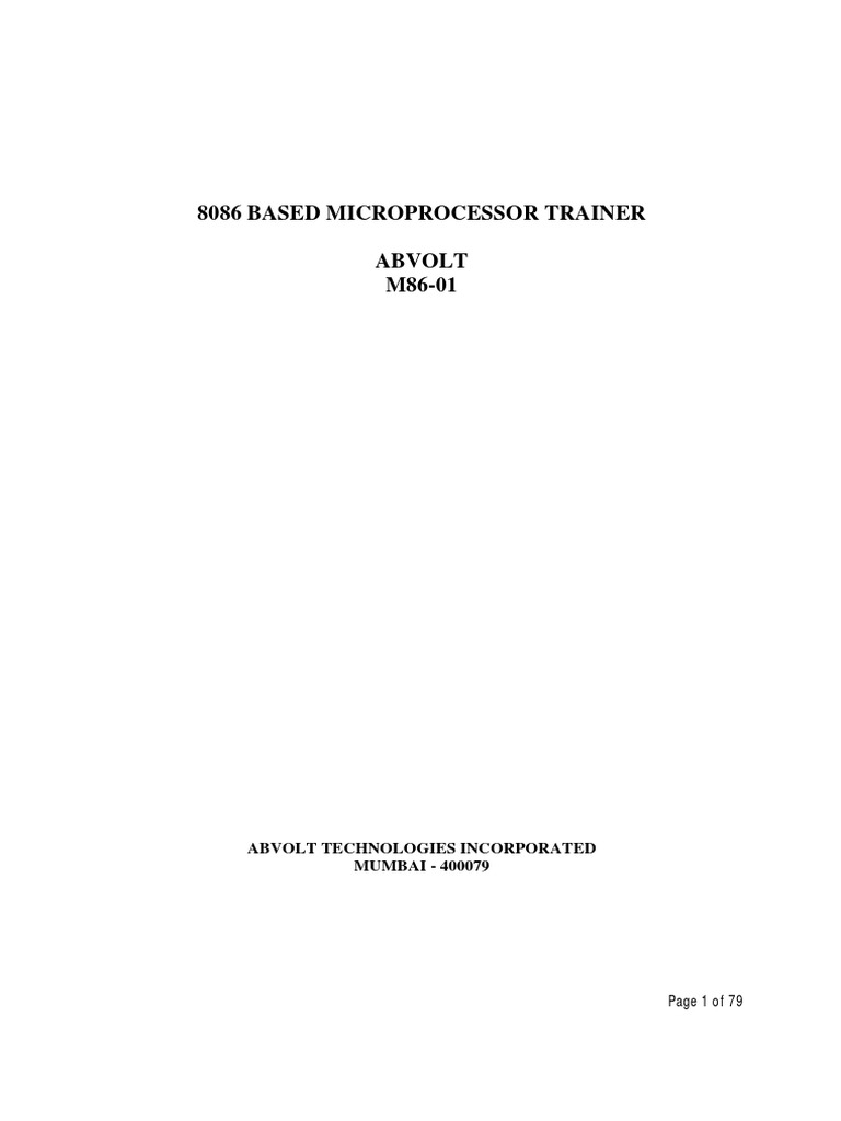 Manual M 8601 PDF Central Processing Unit Input/Output