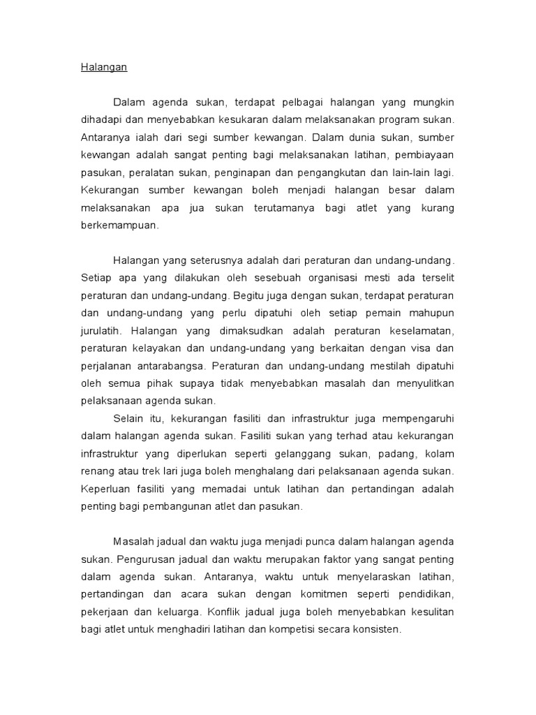 Halangan Utama dalam Agenda Sukan | PDF
