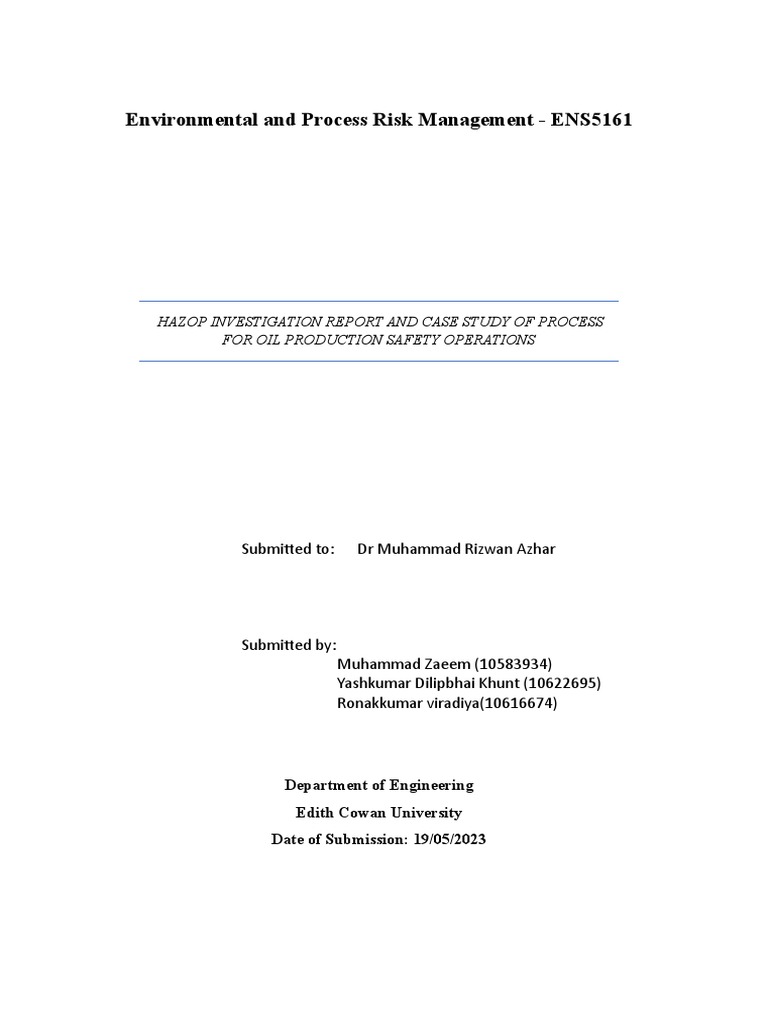 HAZOP REPORT Final PDF Risk Hazards