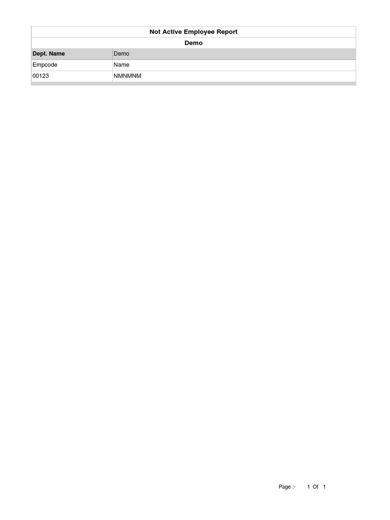 Employee not active report pdf
