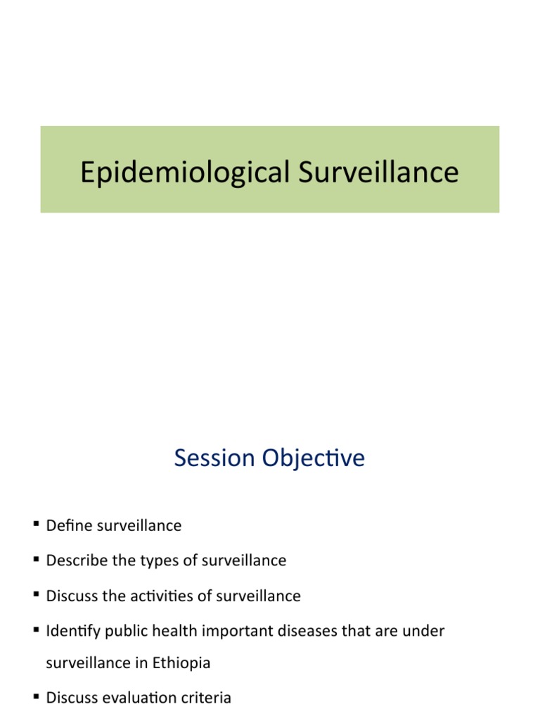 CHAPTER 6 Epidemiological Surveillance PDF Evaluation Surveillance