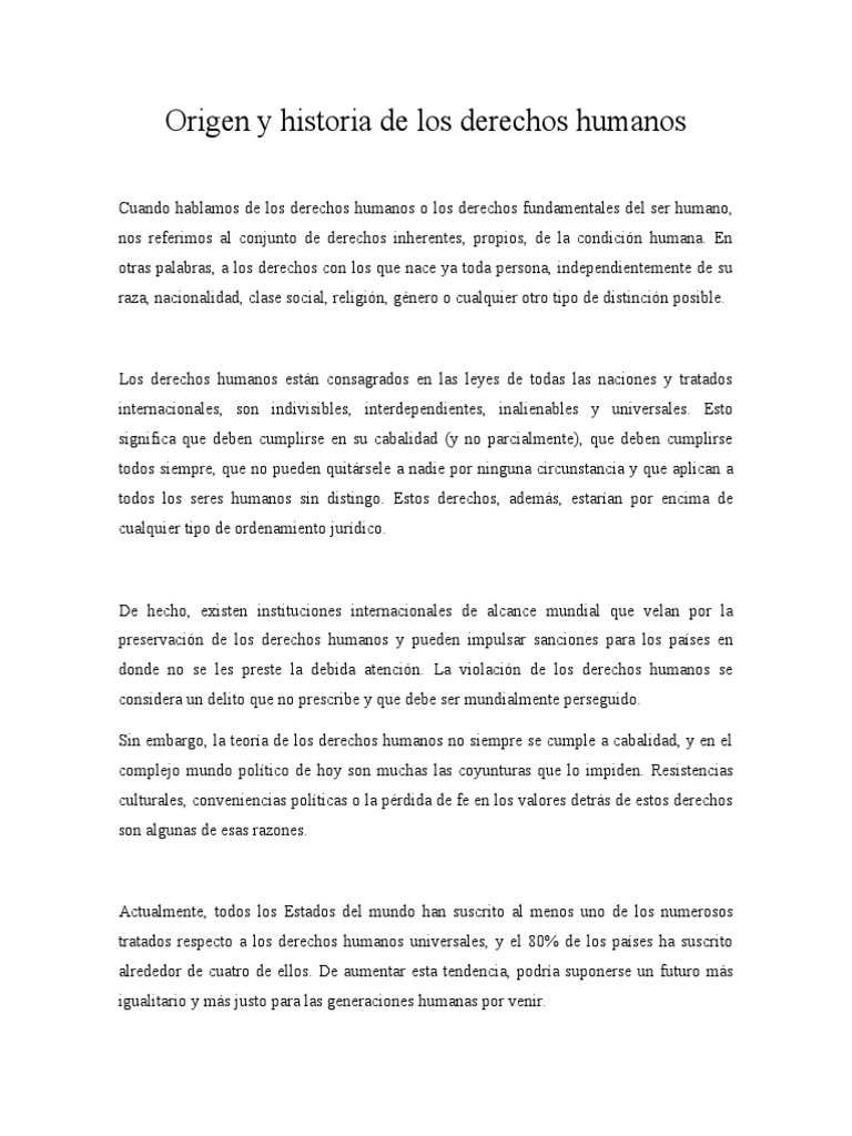 Origen e historia de los derechos humanos | PDF | Derechos humanos ...