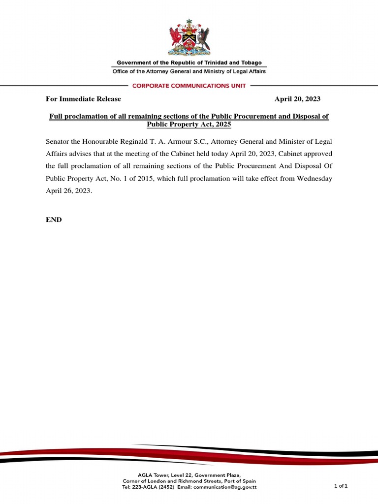 AGLA Media Release - Full Proclamation of All Remaining Sections of The ...