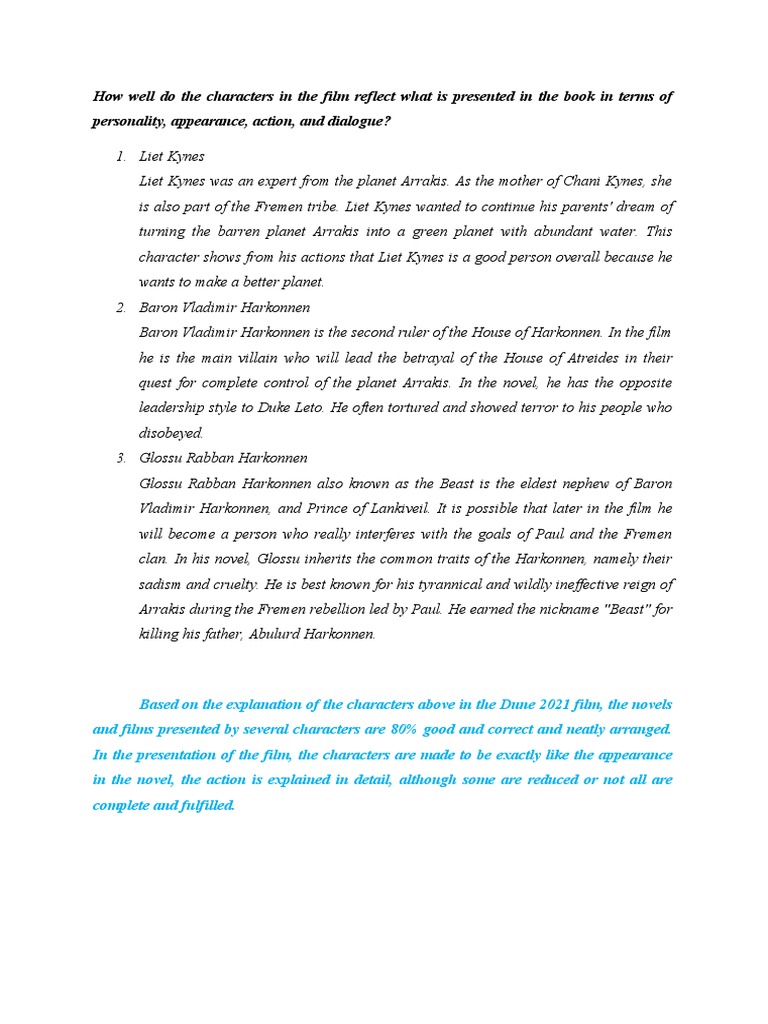 How Well Do The Characters in The Film Reflect What Is Presented in The