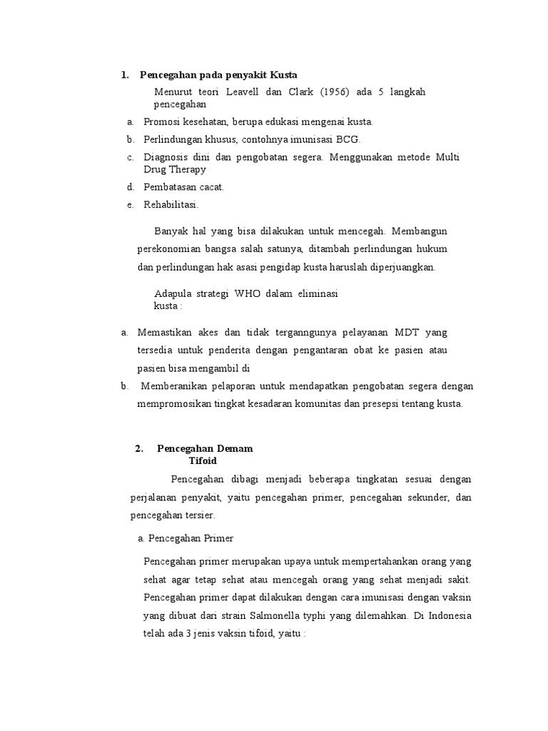 Pencegahan Pada Penyakit Kusta | PDF