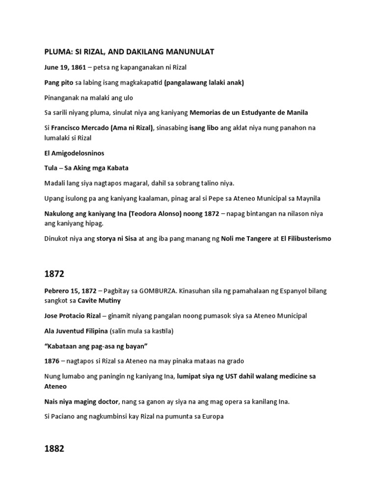 Pluma: Si Rizal at ang Kanyang Panulat | PDF | Classics