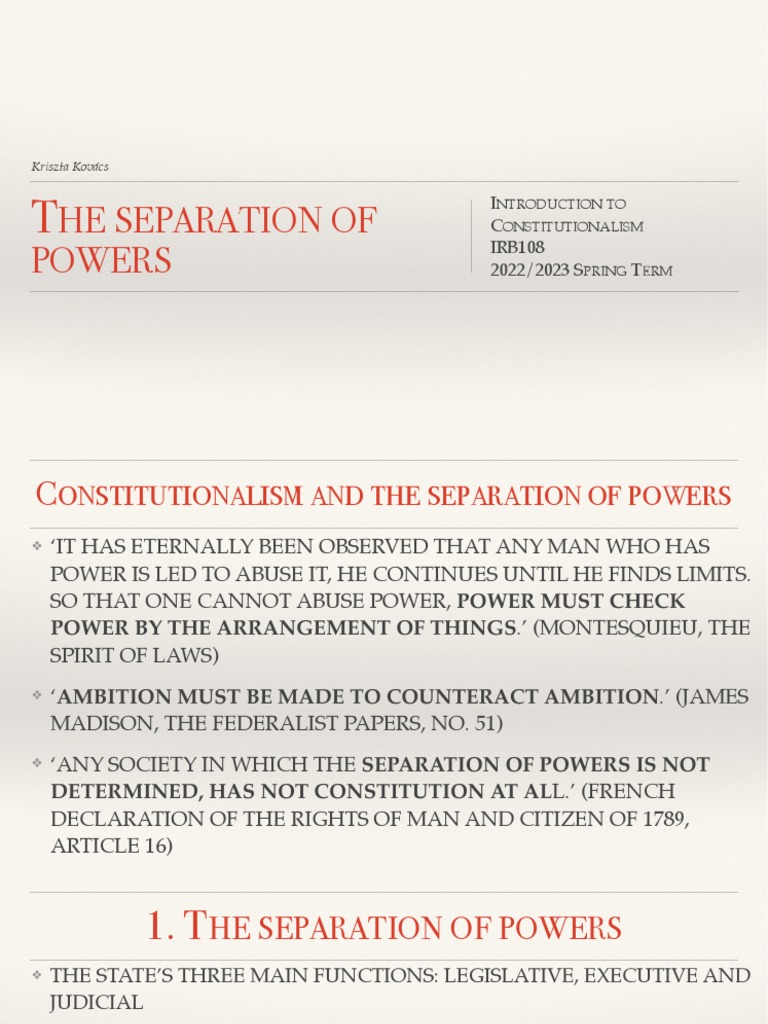 The Separation of Powers | PDF | Separation Of Powers | Government