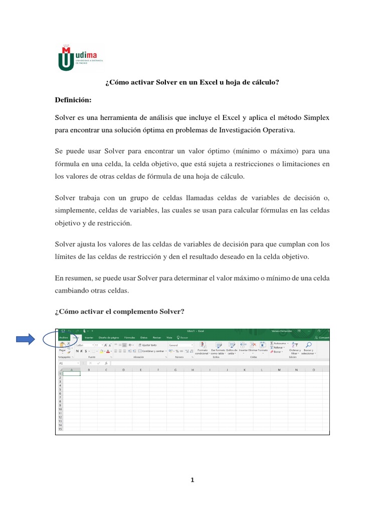 Activar Solver en Excel | PDF | Informática | Tecnología