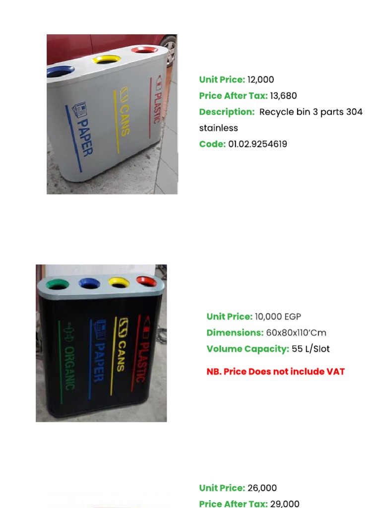 Recycle Bins Prices PDF