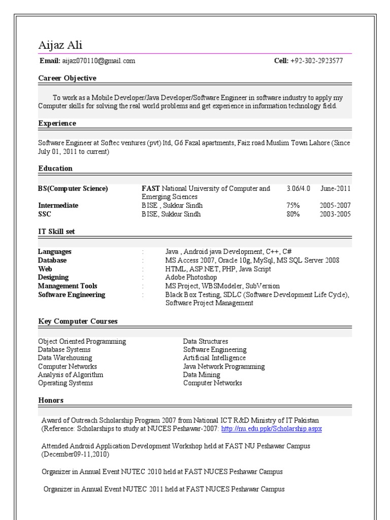 Aijaz Ali: Mobile Developer Profile | PDF | Java (Programming Language ...