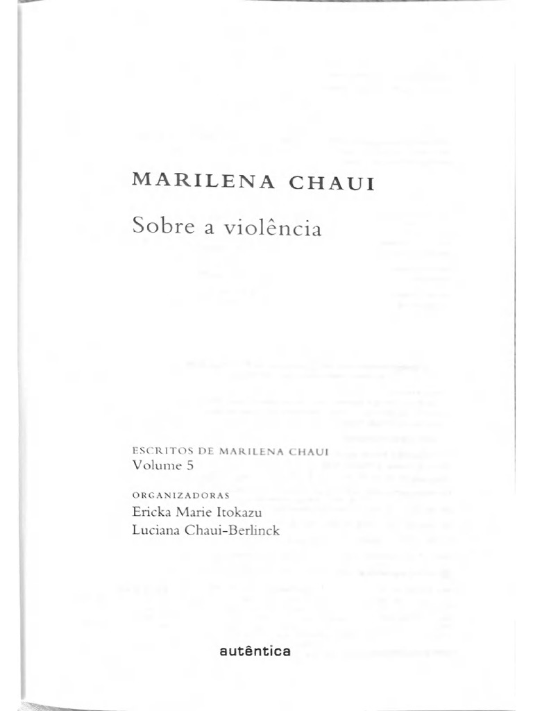 Livro - Sobre A Violência - Marilena Chaui | PDF