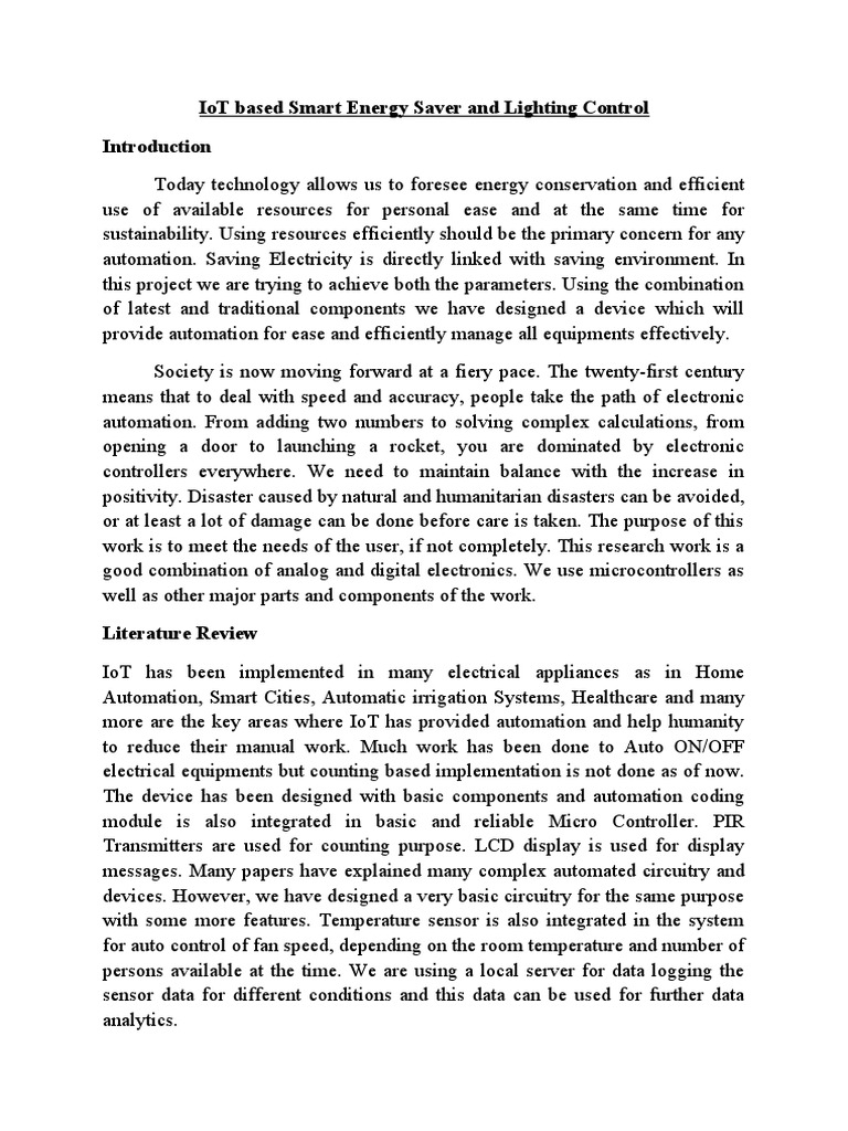 IoT Lighting Control and Energy Saver | PDF | Internet Of Things ...