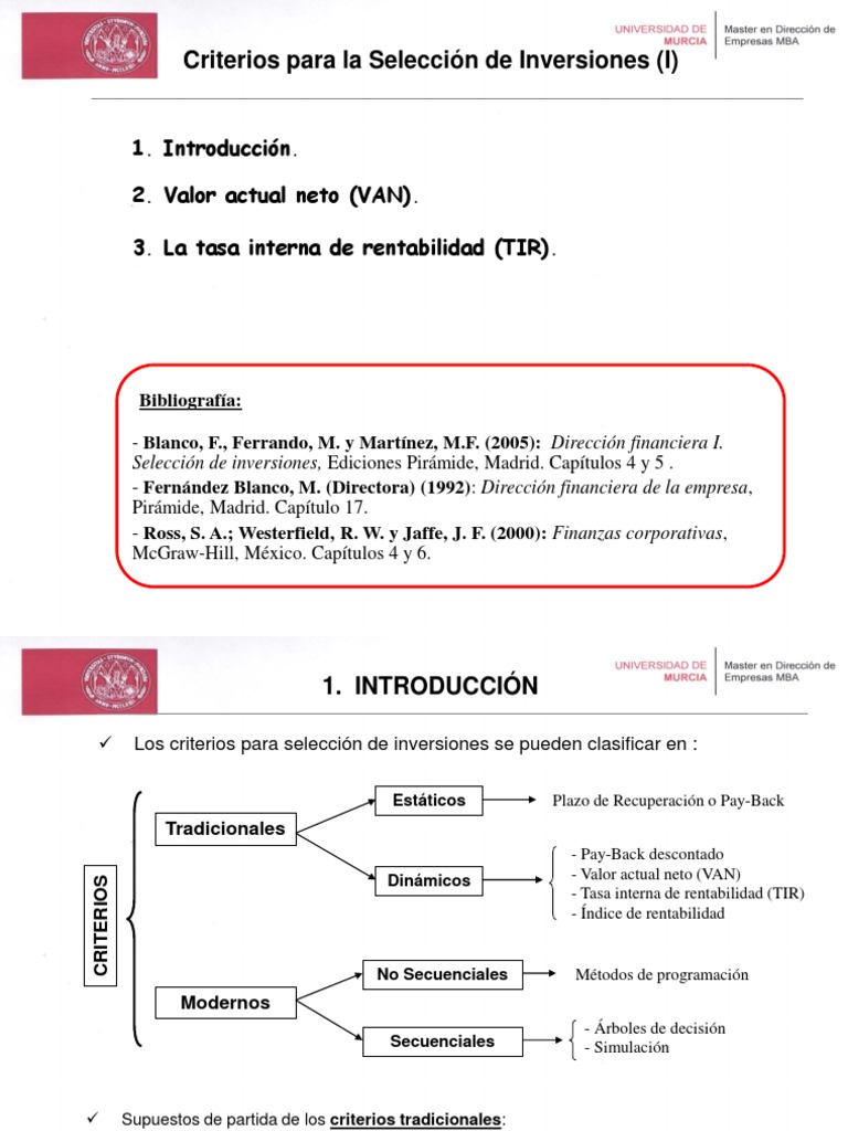 Criterios de Selección de Inversiones | PDF | Tasa interna de retorno ...