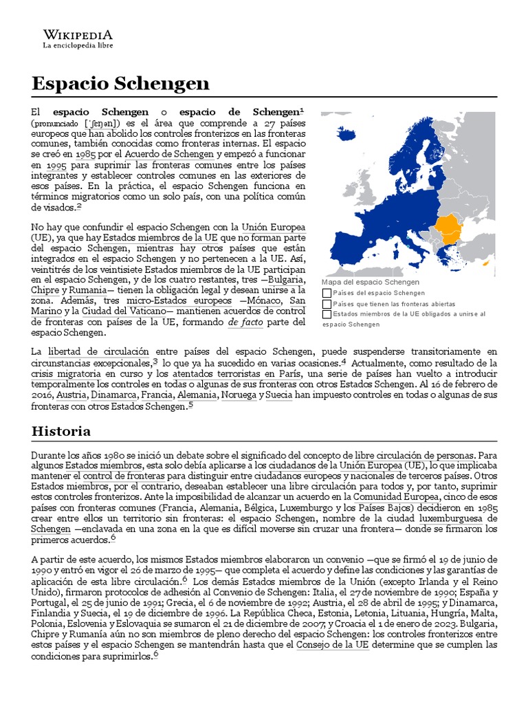 Espacio Schengen | PDF | Estado miembro de la Unión Europea | Política ...