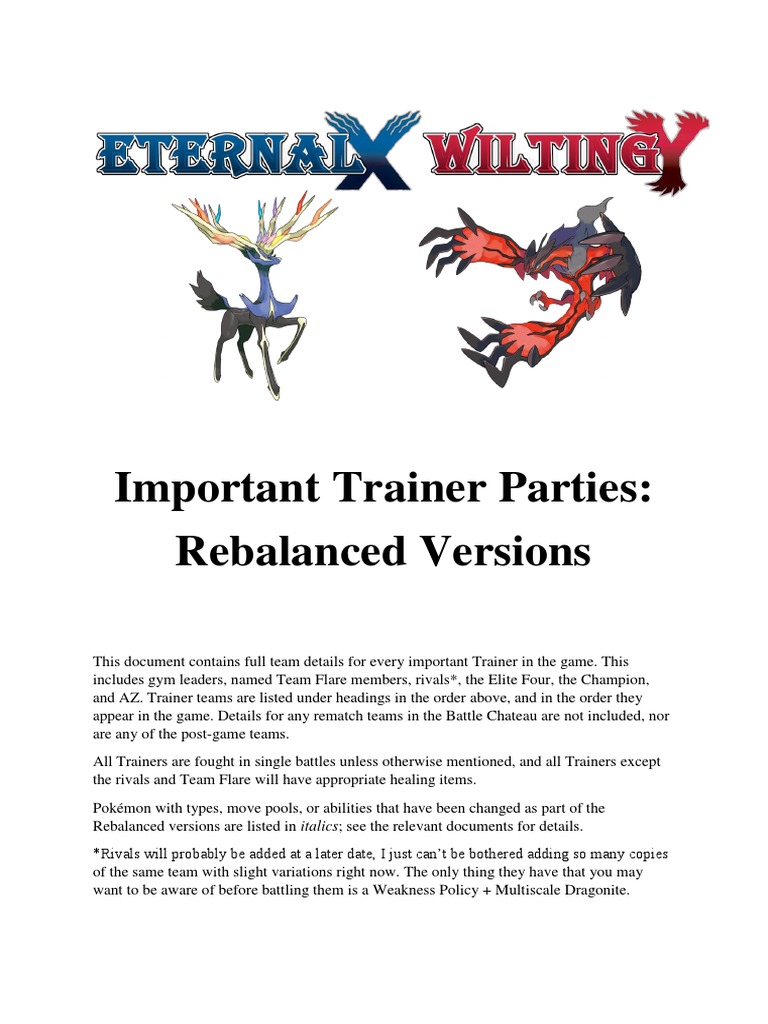 Trainer Teams in Rebalanced Pokémon Game | PDF
