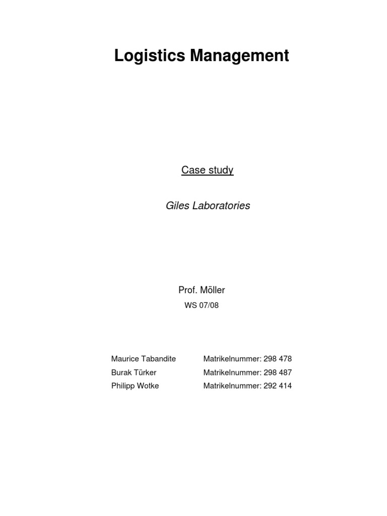 Logistics Management Case Study: Giles Labs | PDF | Logistics | Warehouse