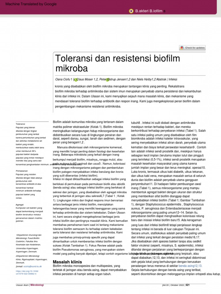 Toleransi dan Resistensi Biofilm Mikroba | PDF | Sains & Matematika