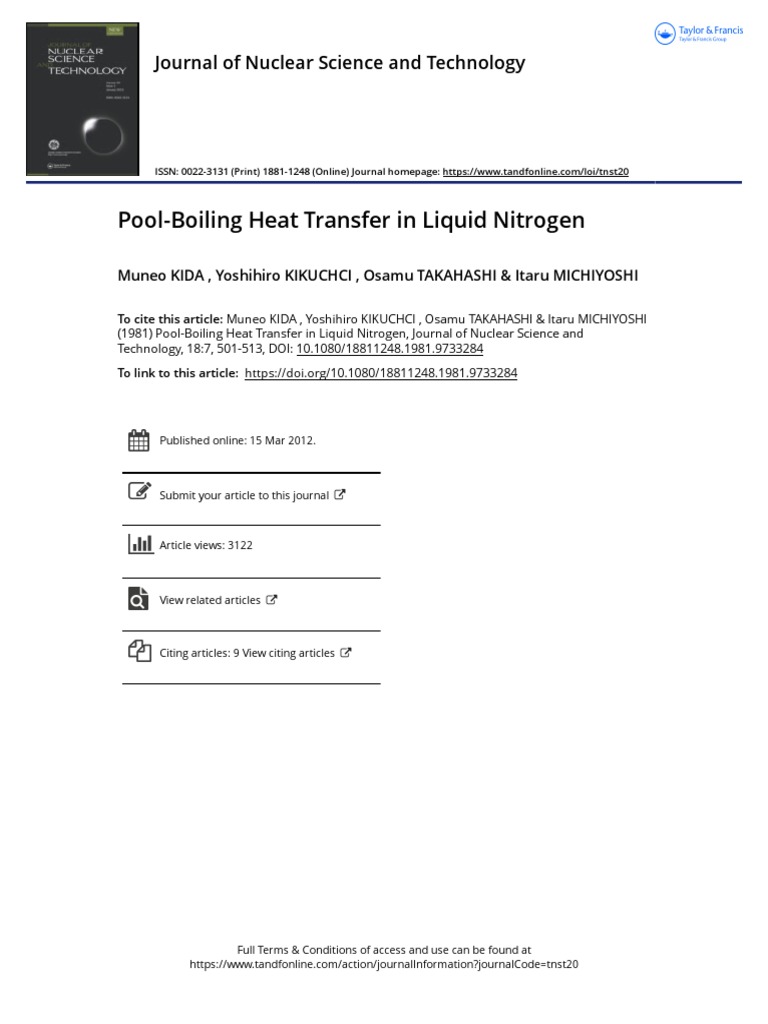 Pool Boiling Heat Transfer in Liquid Nitrogen | PDF