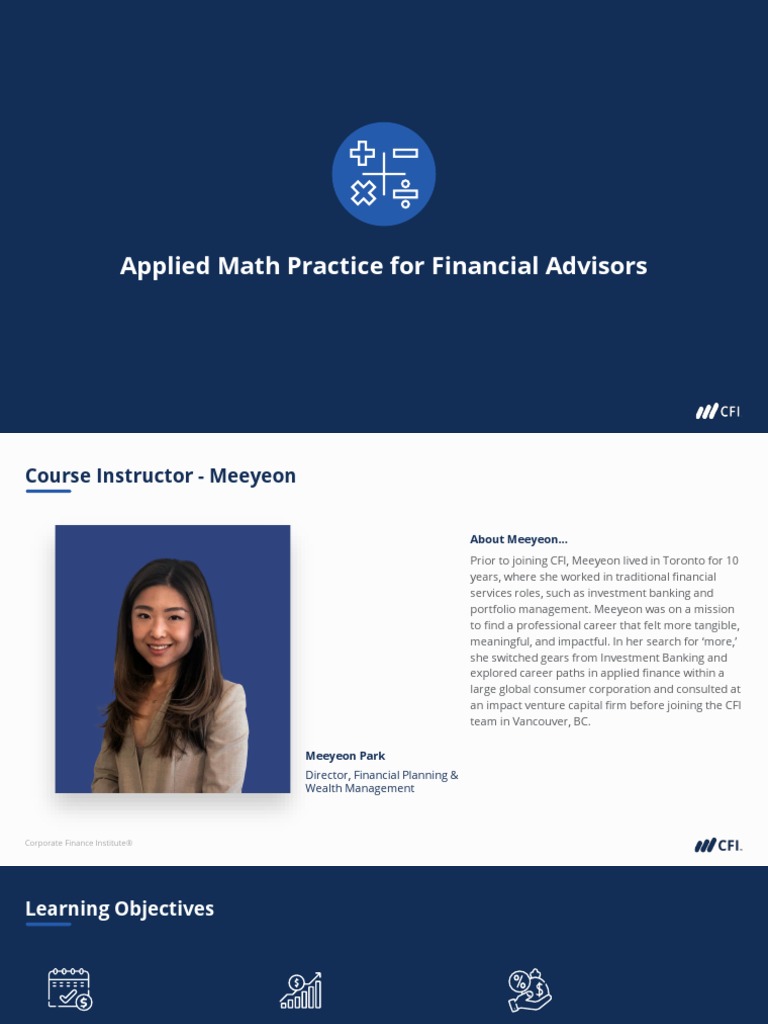 Applied Math Practice For Financial Advisors - Course Presentation ...