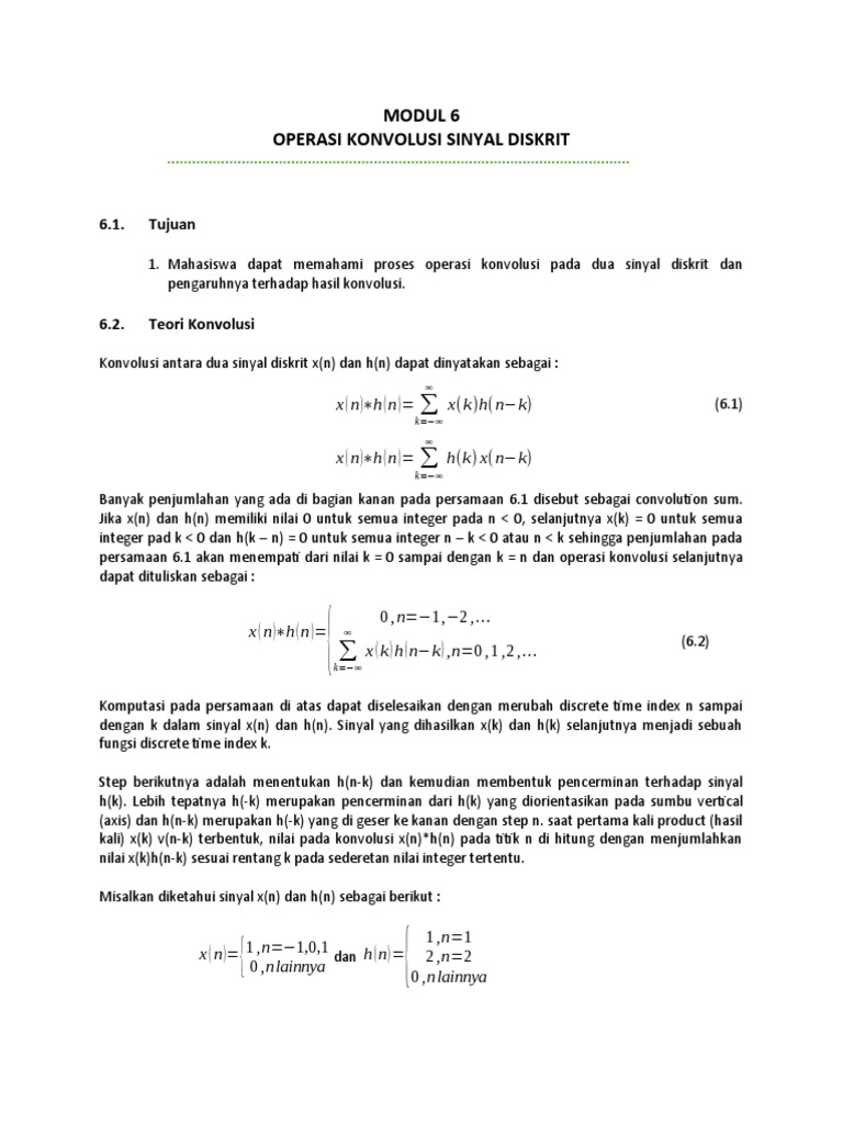 Modul 6 Operasi Konvolusi Sinyal Diskrit | PDF | Metode & Bahan Ajar