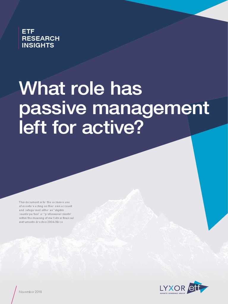 What Role Has Passive Left For Active LYXOR ETF PDF