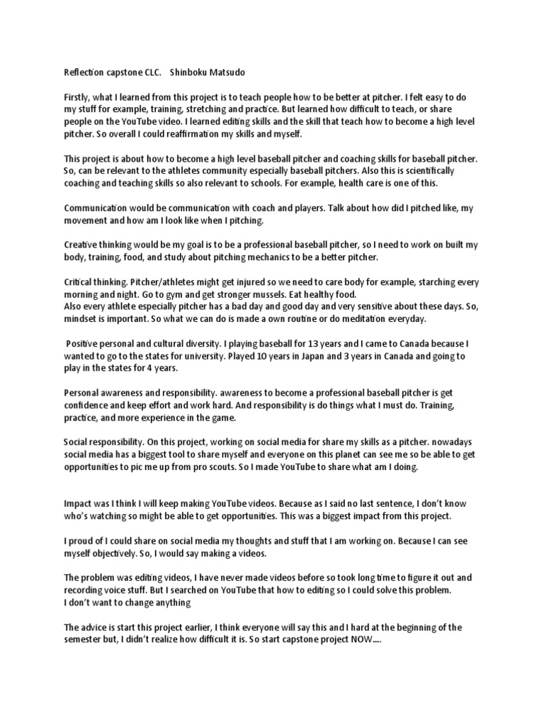 reflection of capstone project PDF Pitcher Social Media