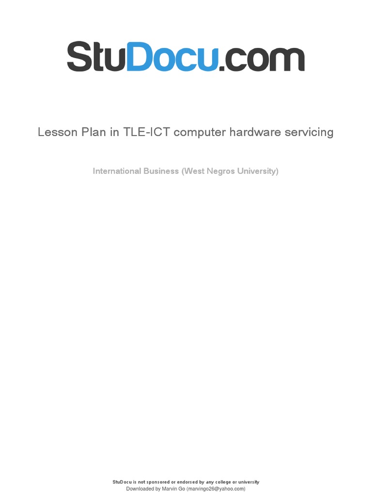 Lesson Plan in Tle Ict Computer Hardware Servicing PDF