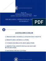 Prorgamul Operațional Dezvoltare Durabilă: Seria de Consultări Publice Pentru Exercițiul Financiar 2021 - 2027