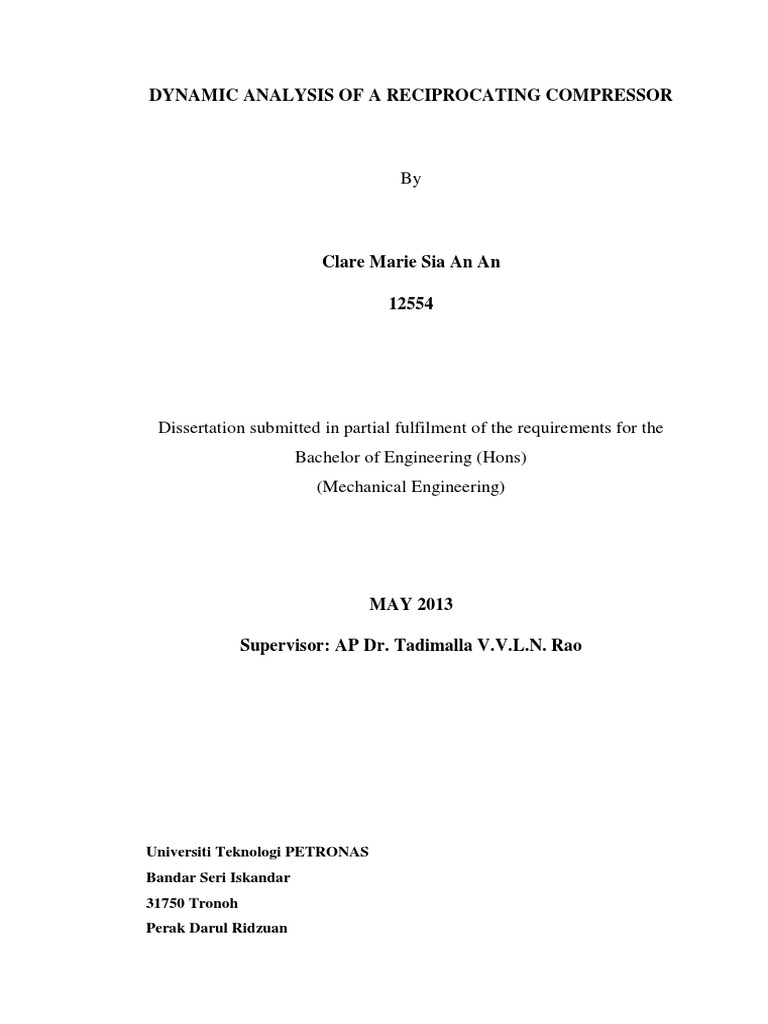 Dynamic Analysis of Reciprocating Compressor | PDF | Piston | Force
