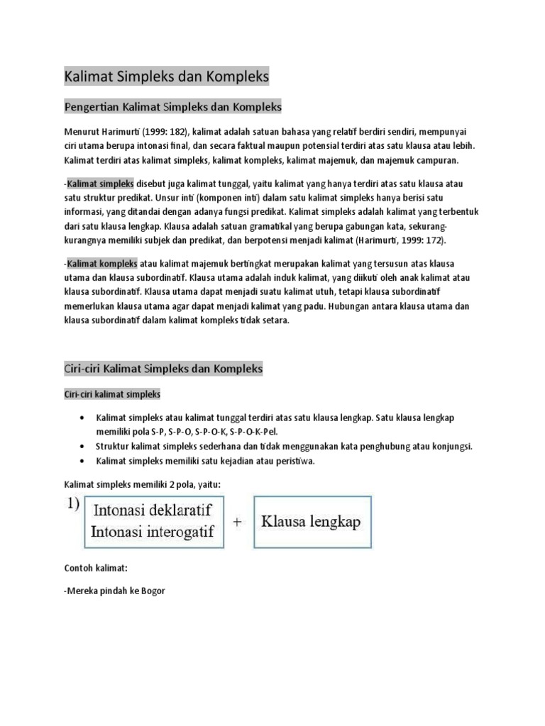Kalimat Komplek Dan Simplek & Kata Verba Dan Nomina PDF