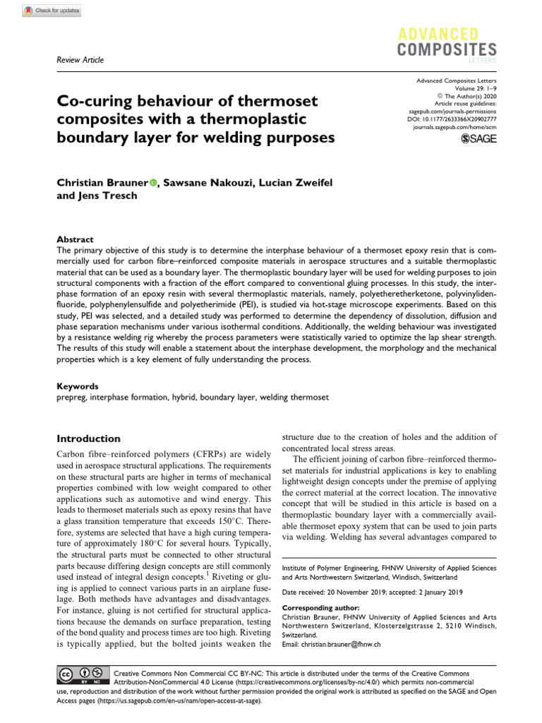 Co-Curing Behaviour of Thermoset Composites With A Thermoplastic ...