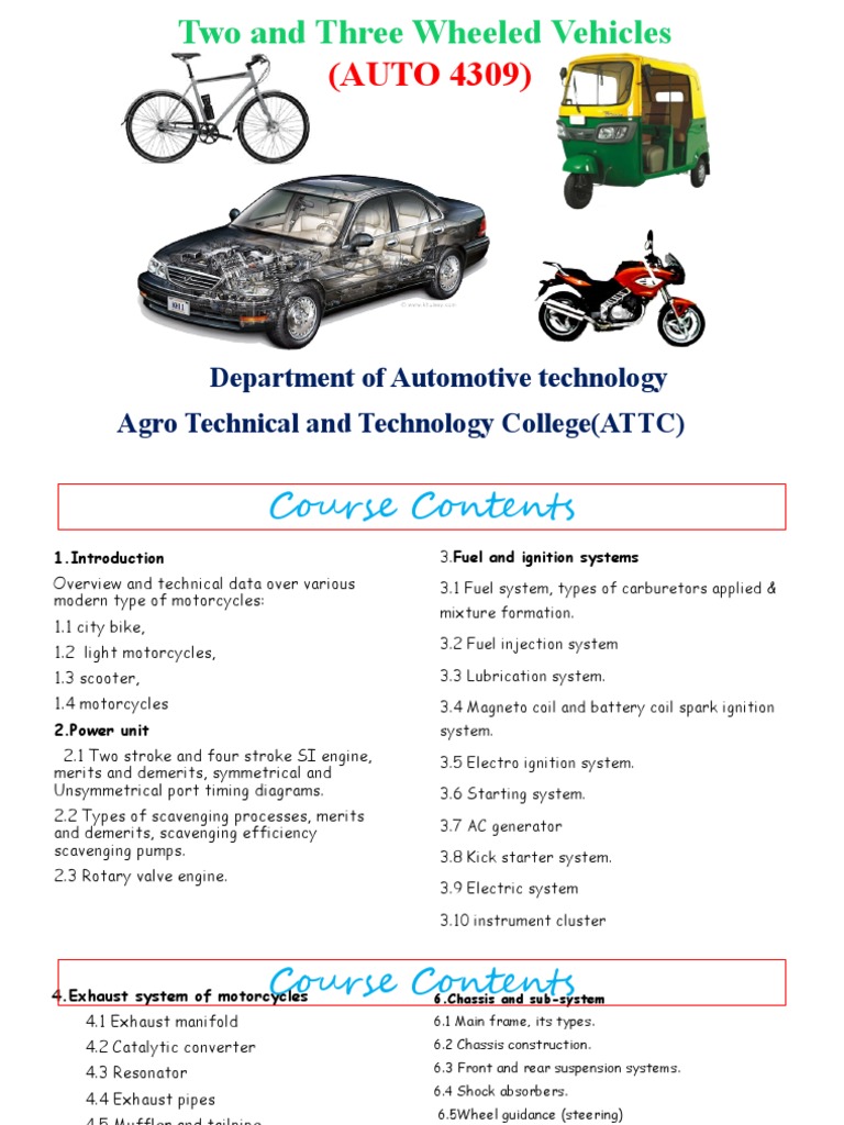 Two and Three-Wheeled Vehicle Overview | PDF | Technology & Engineering