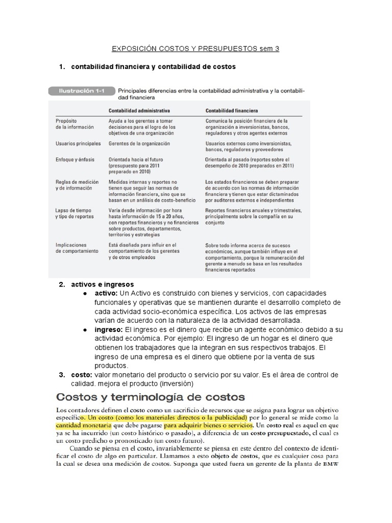 Costos y Presupuestos en Contabilidad | PDF | Costo | Contabilidad