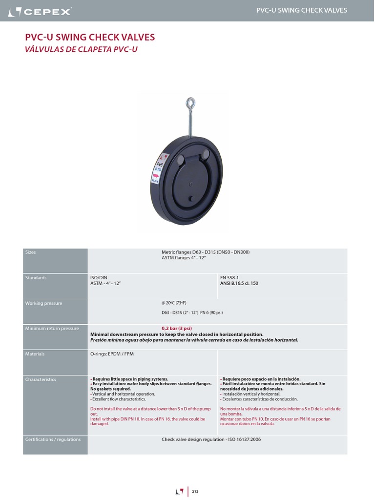 Especificaciones Valvula Clapeta Duo Check Cepex ( Actualizado 2019