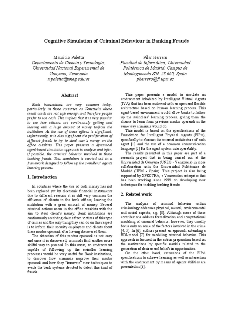 Cognitive Simulation Of Criminal Behaviour In Banking Frauds Pdf