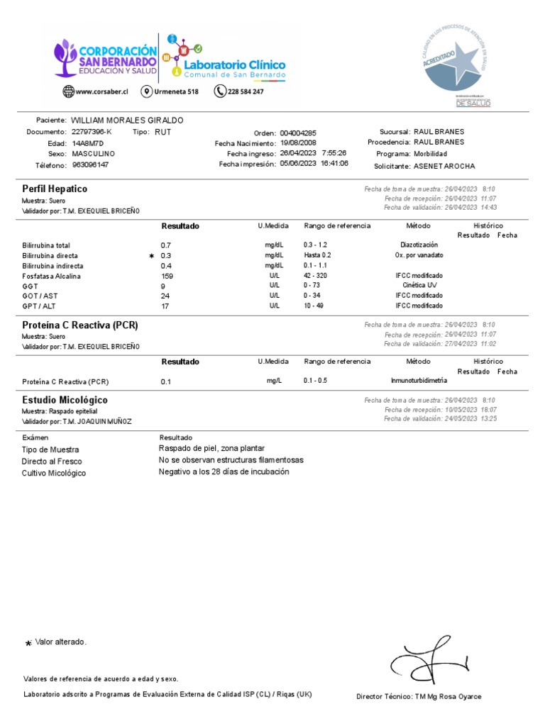 Resultados de Perfil Hepático | PDF | Anatomia animal | Fluidos corporales