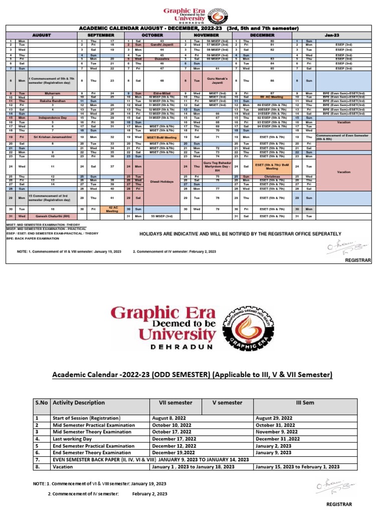 Academic Calendar Odd Semester 2022 Download Free PDF Academic Term