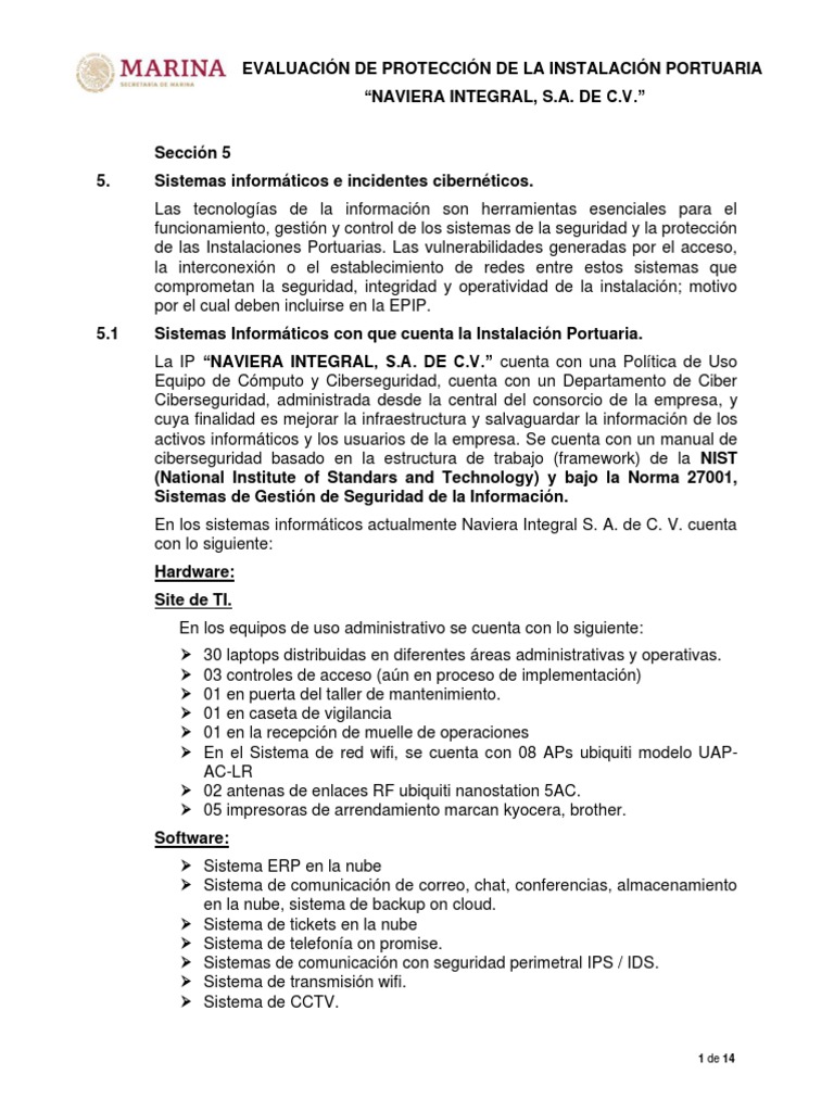 Evaluación de Ciberseguridad en Naviera Integral | PDF | Seguridad | La ...