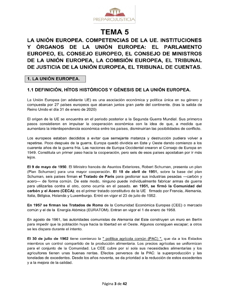 Tema 5 - La Union Europea | PDF