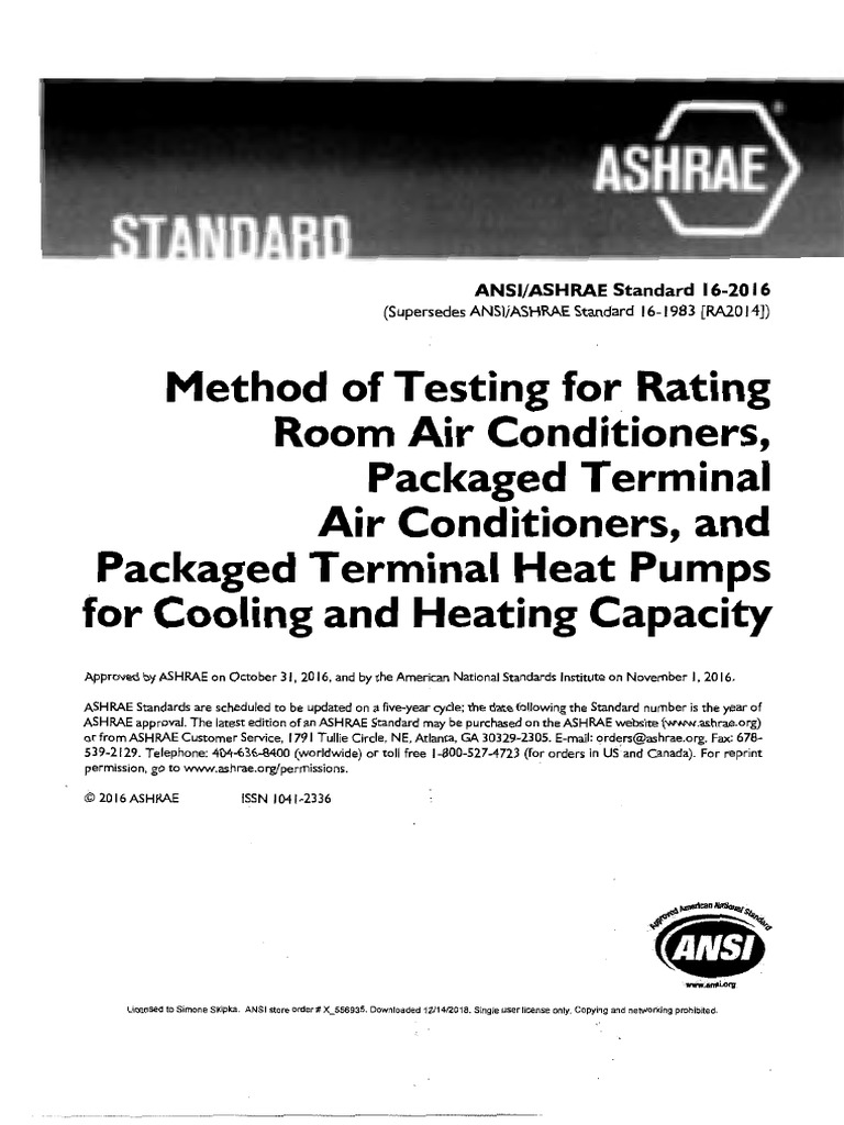 Ansi Ashrae 16 2016 PDF Pressure Measurement Air Conditioning