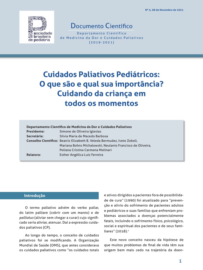 Cuidados Paliativos Na Pediatria Pdf Cuidado Paliativo Família