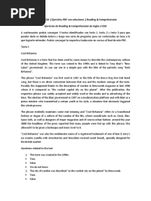 INGLES 2 ESO Ejercicios PDF Con Soluciones Reading Comprehension