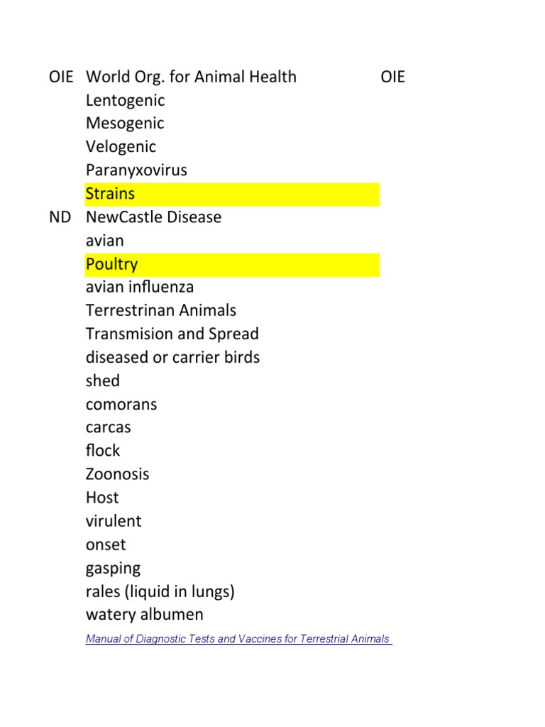 Terminology Chicken Etc PDF