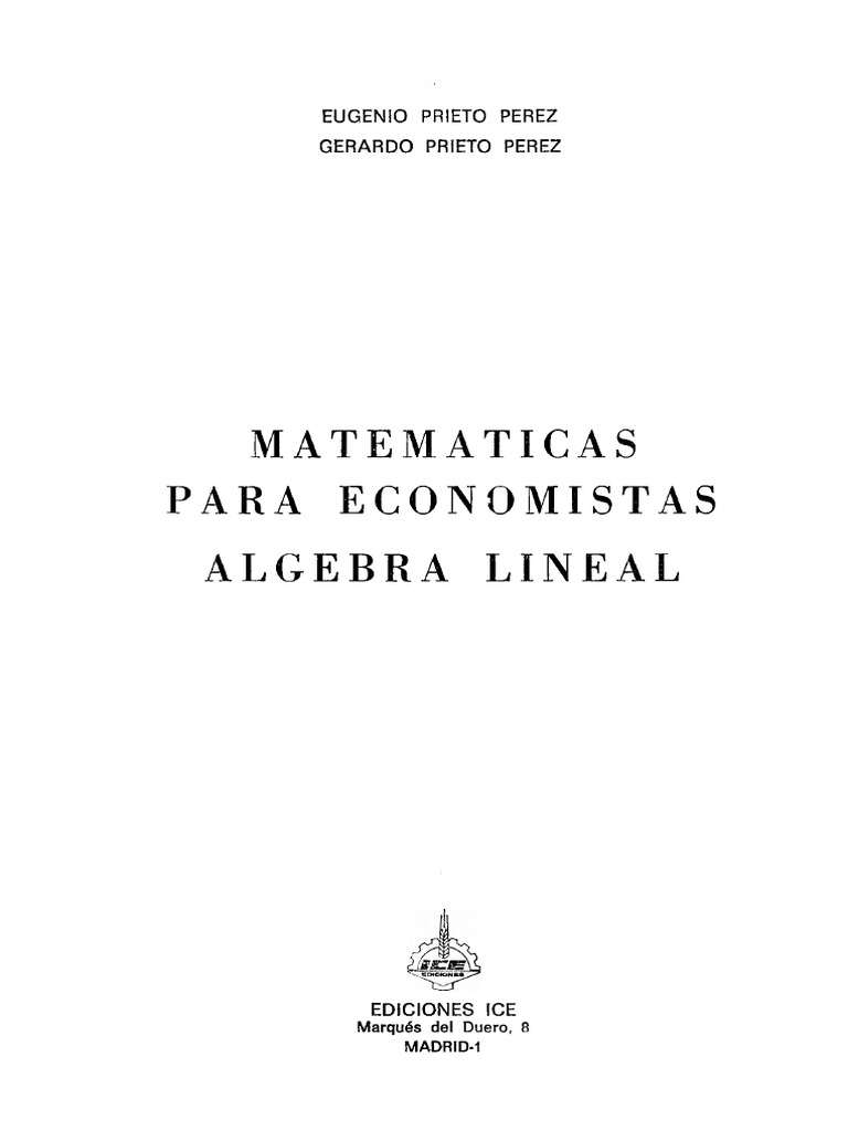 Matemáticas para Economistas | PDF | Matriz (Matemáticas) | Espacio ...