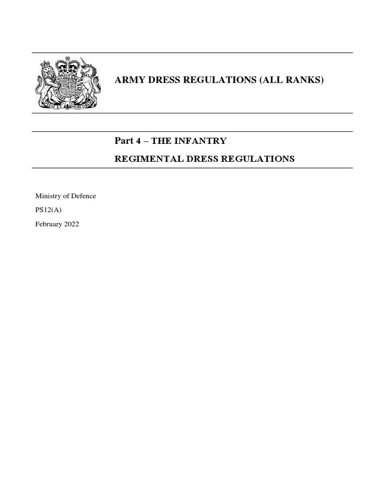 Infantry Regimental Dress Regulations | PDF | Uniforms | Military ...