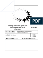 Laboratory Analytical Procedure: Procedure Title: Author: Date: Issue Date: Supersedes